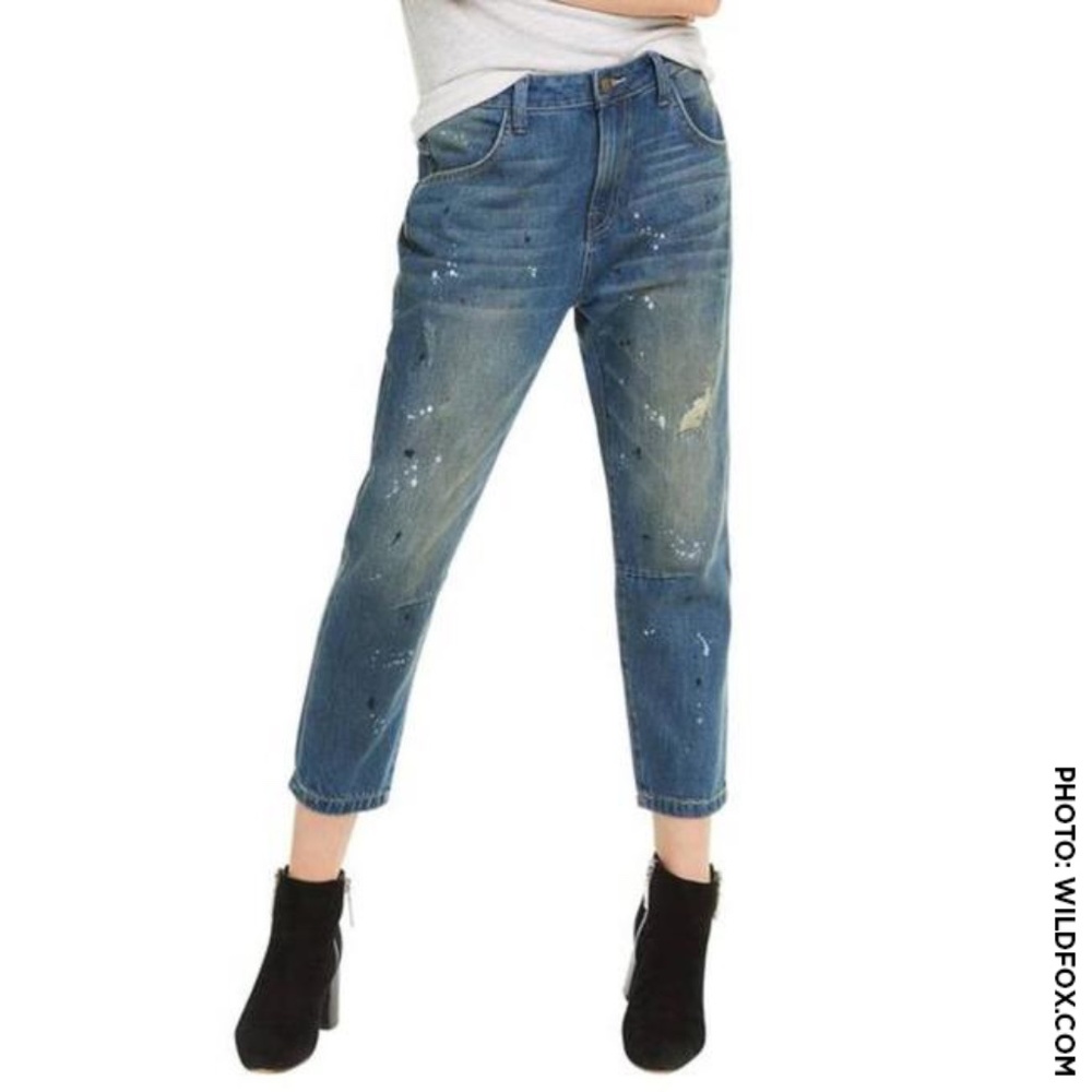 WILDFOX Cropped Baggy Splatterd Da Vinci Jeans NWT